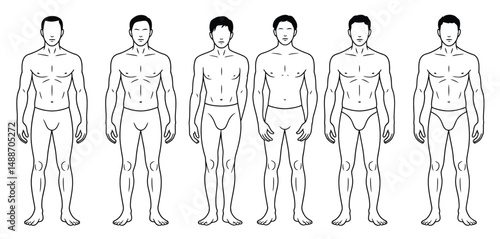 Six Male Figure Templates for Fashion Design and Illustration