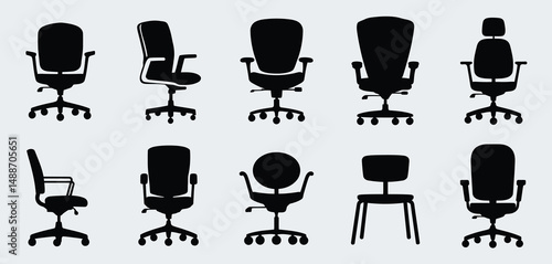 Collection of Black Silhouette Office Chairs
