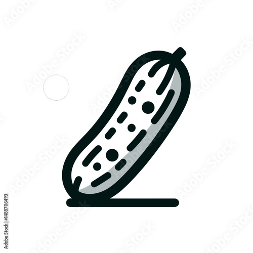 Illustration of cucumber in minimal style with green and white tones  
