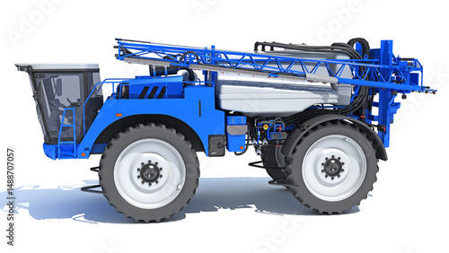 Self Propelled Farm Sprayer 3D rendering on white background