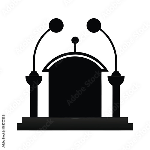Podium and Debate Stand Silhouette Vectors.
