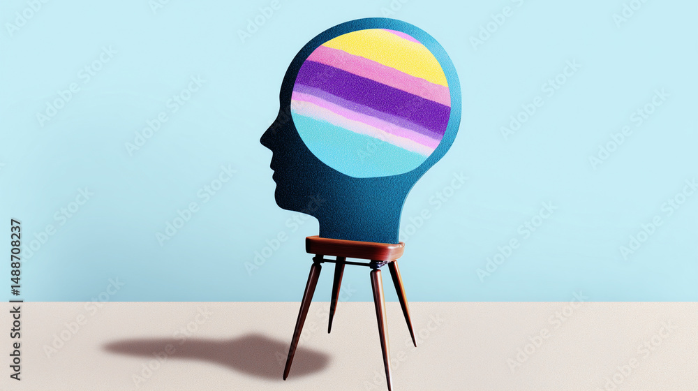 Abstract concept of human mind represented as a chair