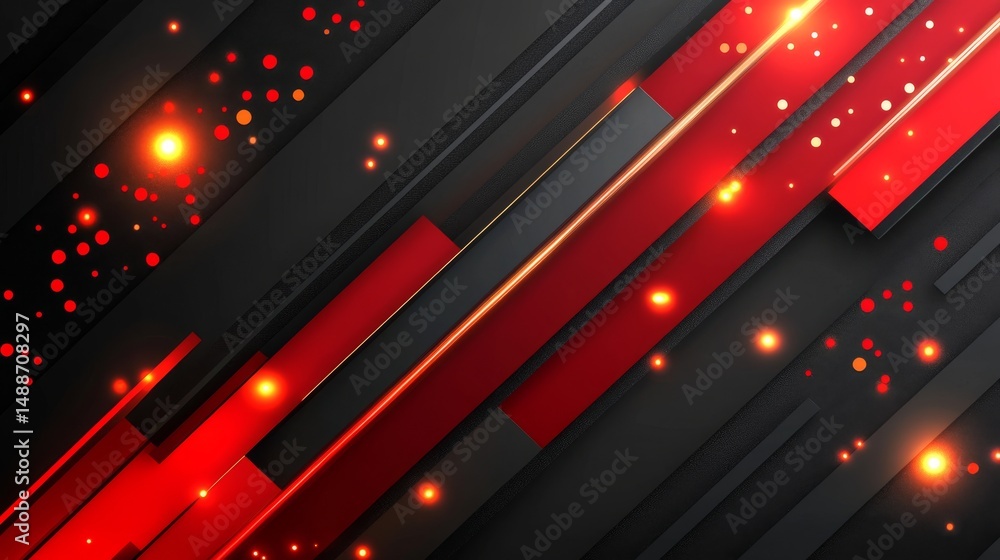 The abstract design features red and black hues in a light pattern with a gradient, accompanied by a metal texture that resembles a sleek, modern floor and wall, set against a dark, clean background The abstract design features red and black hues in a light pattern with a gradient, accompanied by a metal texture that resembles a sleek, modern floor and wall, set against a dark, clean background