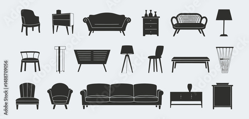 Collection of Mid Century Modern Furniture Silhouettes
