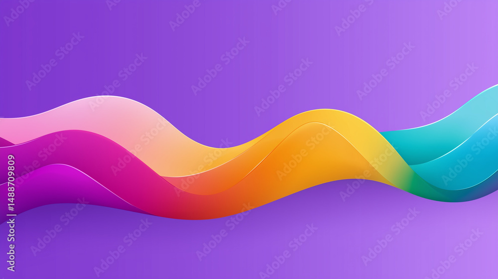 Abstract colorful wave pattern on purple background