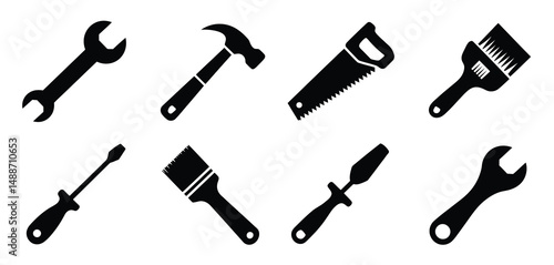 Collection of Black and White Tool Icons