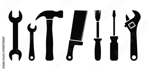 Collection of Black and White Tool Icons