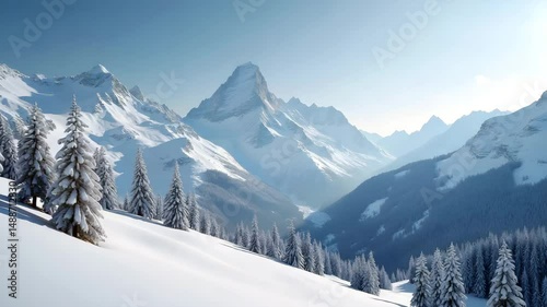 Wallpaper Mural Snow covered mountain range, winter landscape, idyllic scenery, for travel brochures Torontodigital.ca