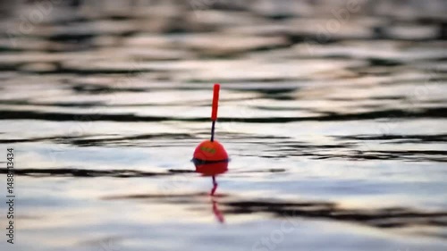 Looping Video Gentle Lake Ripples and Fishing Float Sunrise