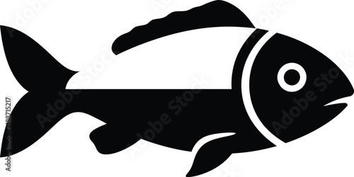 Black and White Fish Line Art Illustration Minimal Vector Design for Seafood and Marine Themes