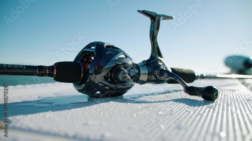 Sleek Carbon Fishing Rod and Reel on Modern Boat Deck