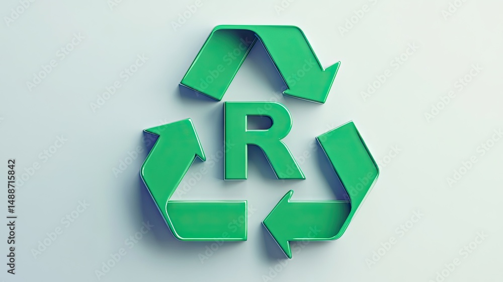 Recycled symbol in a three-dimensional design. Recycled symbol in a three-dimensional design.