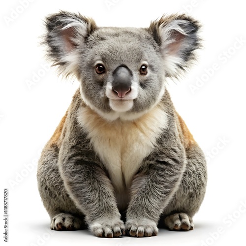 Australian koala bear side view isolated on white background