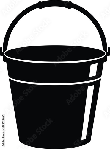 Minimalist Black Metal Bucket with Handle

