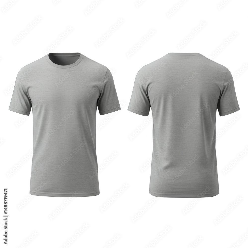 Light Grey Heather T Shirt Mockup Front and Back View Light Grey Heather T Shirt Mockup Front and Back View
