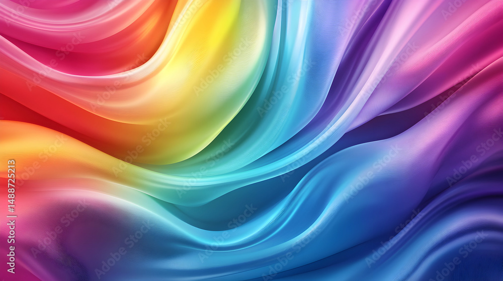 Obraz premium Vibrant Flow of Colorful Silk Fabric with Smooth Waves and Texture