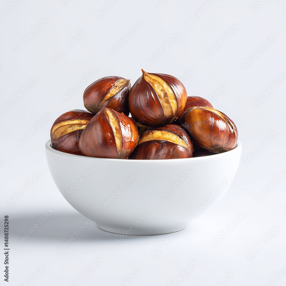 Obraz premium roasted chestnuts in bowl 
