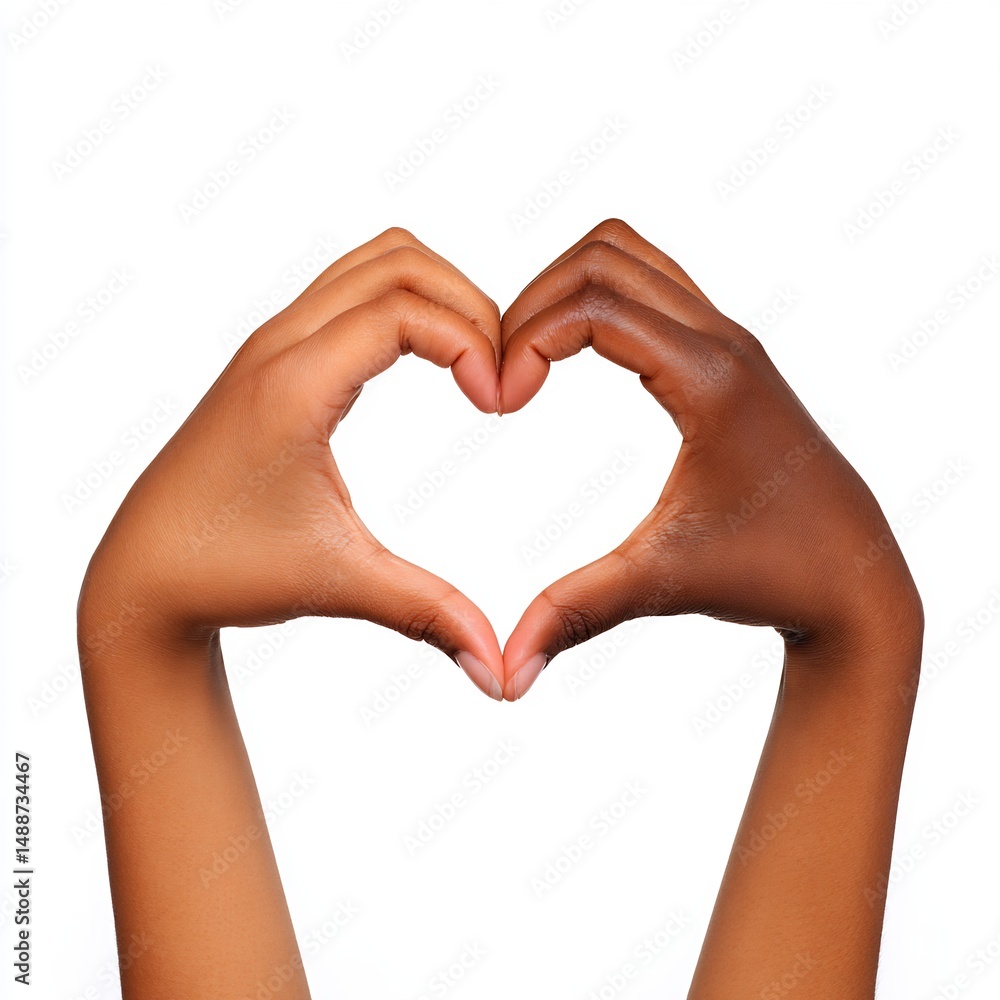 Obraz premium Hands forming heart to celebrate women on white background