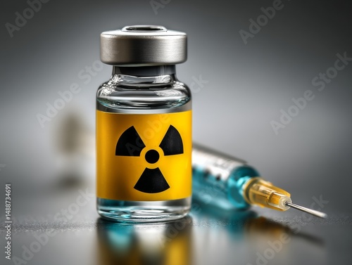 Radioactive Injection, Vaccine Vial, and Syringe, Nuclear Hazard Concept