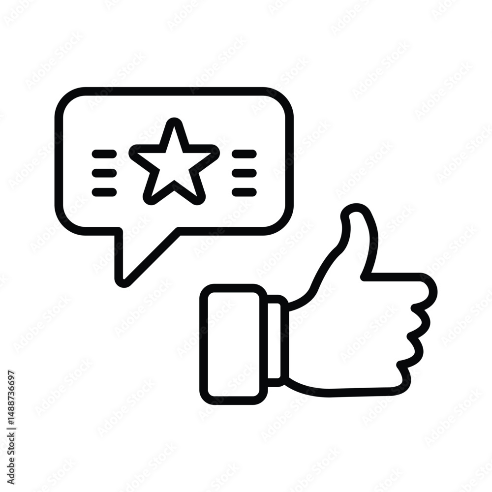 Thumbs-Up Approval and Star Rating Symbol for Positive Feedback and Endorsements Thumbs-Up Approval and Star Rating Symbol for Positive Feedback and Endorsements