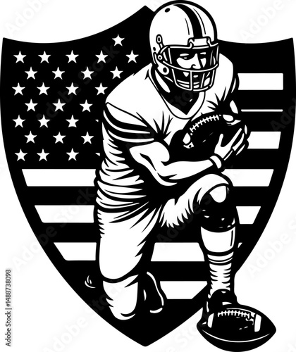 American Football Defensive End Vector Silhouette