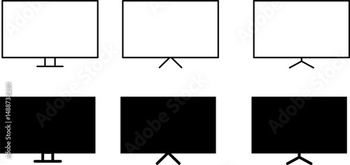  Tv icon set. Smart tv symbol. Computer monitor icons. Television sign
