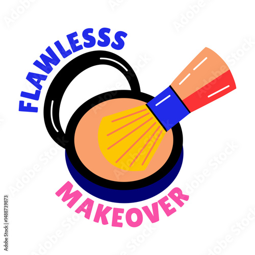 A flat style sticker of makeover brushes 
