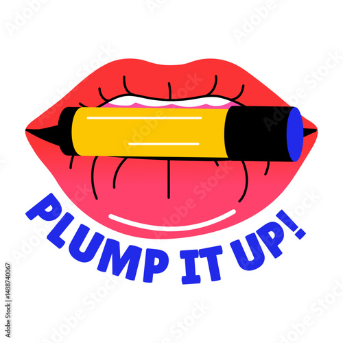 A flat style sticker of plump lips