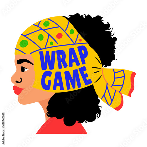 A flat style sticker of a character showing hair wrap
