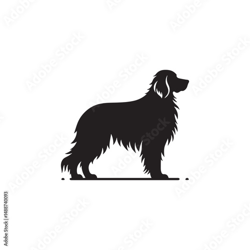 Elegant Irish Setter dog silhouette illustration featuring the graceful stance and flowing coat of this beloved sporting breed, ideal for pet-themed vector art and design projects.
