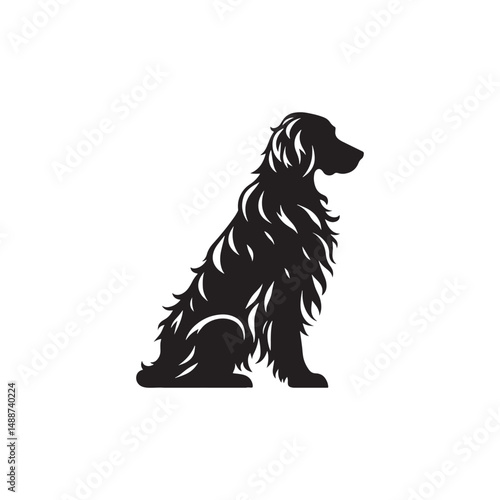 Elegant Irish Setter dog silhouette illustration featuring the graceful stance and flowing coat of this beloved sporting breed, ideal for pet-themed vector art and design projects.
