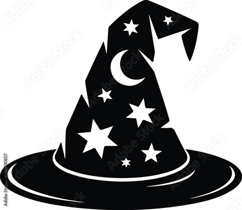 Halloween Witch Hat Silhouette Set – Spooky Cap Vector Collection Black Halloween Hat Icons | Witch Cap Silhouettes for October Designs