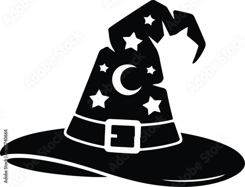 Halloween Witch Hat Silhouette Set – Spooky Cap Vector Collection Black Halloween Hat Icons | Witch Cap Silhouettes for October Designs