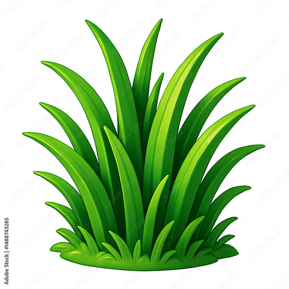 Obraz premium Cartoon Grass - isolated 3D PNG