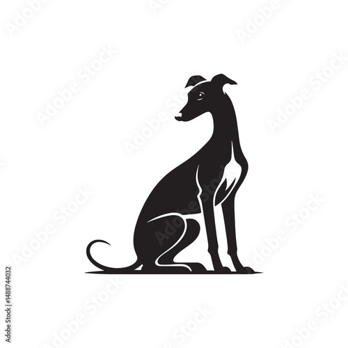 Italian Greyhound Dog Silhouette Vector – A sleek, elegant outline capturing the breed’s slender frame, arched back, and graceful stance, perfect for artistic, pet-themed design projects.
