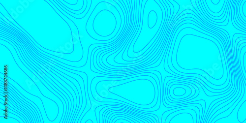 Blue wave paper curved reliefs topographic map contours line abstract texture background, seamless ornament design geographic line map landscape geodesy mountain relief topographic map background.