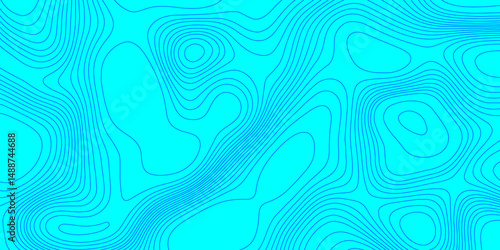 Blue wave paper curved reliefs topographic map contours line abstract texture background, seamless ornament design geographic line map landscape geodesy mountain relief topographic map background.