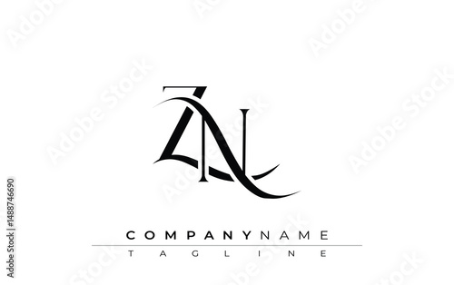 Initial ZN Logo Design Vector. Elegant Monogram Logo Design with Decorative Elements and Typography