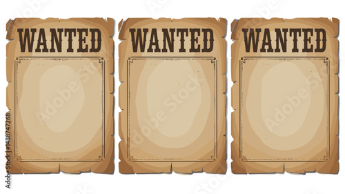 Blank Vintage Western Wanted Poster Trio for Custom Designs