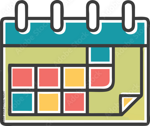 Colorful illustrated calendar icon with transparent background for design projects