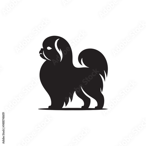 Elegant Japanese Chin dog silhouette vector illustration featuring the graceful outline of this toy breed, perfect for pet lovers, graphic designers, decals, logos, prints, and decor.
