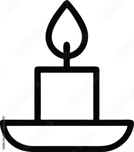 Simple black silhouette of a candle flame with soft candlelight effect.