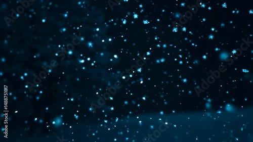 Wallpaper Mural Falling blue and white snowflakes over a dark blue background creates a magical and festive winter atmosphere, perfect for holiday designs. Torontodigital.ca