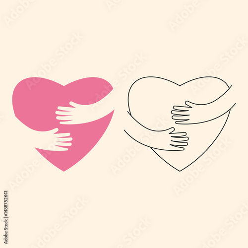 Heart And Hands Icon Vector Design.