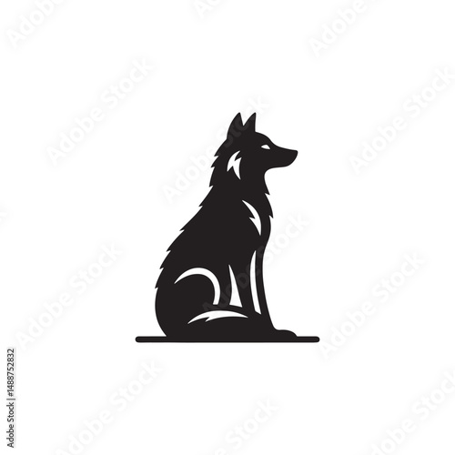 
Karelian Bear Dog silhouette, fierce hunting dog outline, Finnish breed vector, strong canine profile, wild nature companion, bold black shape, outdoor dog design, wildlife protector illustration.
