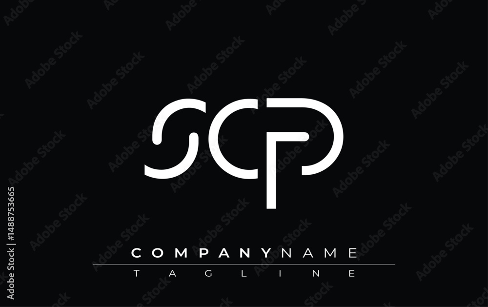 Fototapeta premium SCP abstract letter design. Modern Business Logo Design With Abstract Typography and Contemporary Style