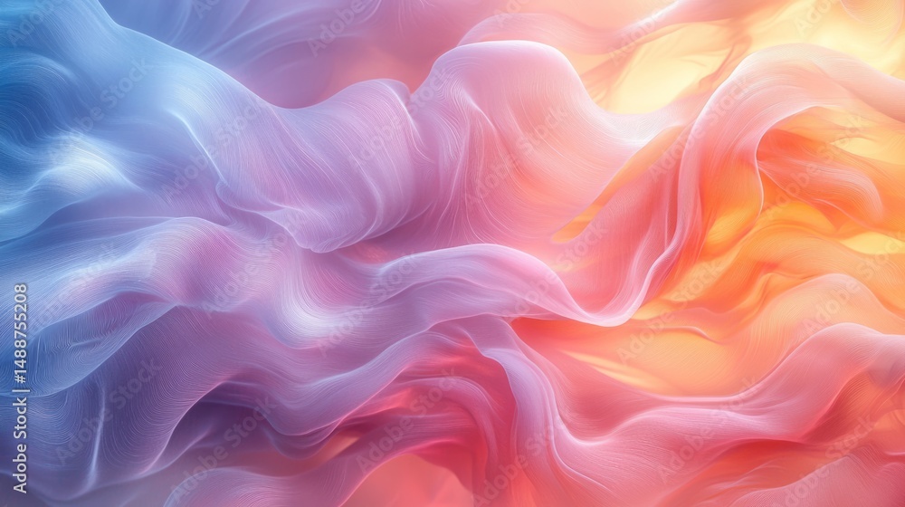Fototapeta premium A soft, abstract pattern of pastel-colored swirls and blurred shapes on a white background, ideal for a creative or artistic presentation