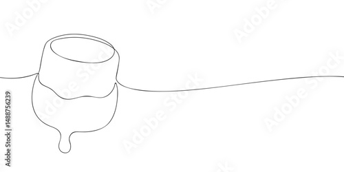 A single line drawing of a marshmallow dipped in chocolate. Continuous line a chocolate covered marshmallows icon. One line icon. Vector illustration.