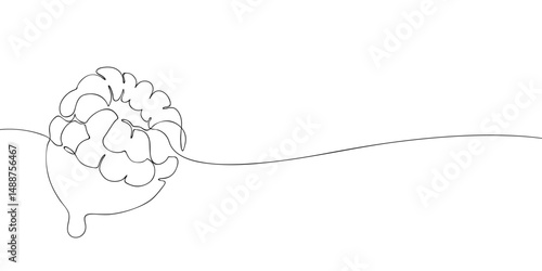 Minimal continuous line art of a raspberry dipped in chocolate, elegant sketch style perfect for dessert or gourmet concepts.