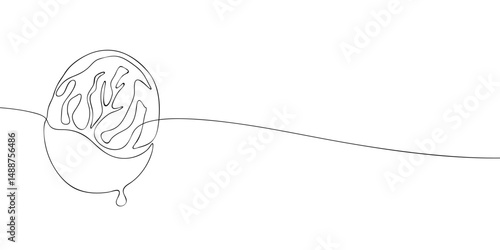 A single line drawing of a dried apricots dipped in chocolate. Continuous line a chocolate covered dried apricots icon. One line icon. Vector illustration.
